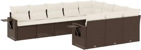 vidaXL 10 részes barna polyrattan kerti ülőgarnitúra párnákkal