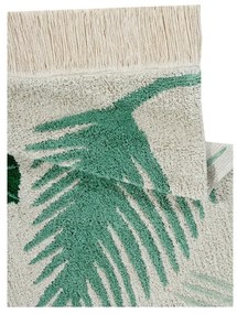Zöld-krémszínű mosható kézi szövésű pamut gyerek szőnyeg 140x200 cm Tropical Green – Lorena Canals