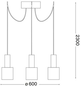 Ideal Lux - Csillár zsinóron HOLLY 3xE27/60W/230V pók fekete