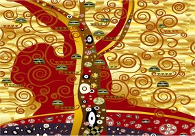 Fotótapéta Az élet fája Klimt arany modern vinil 254x184 +ragasztó