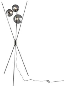 Design állólámpa ezüst füstüveggel 3 lámpával - Stino
