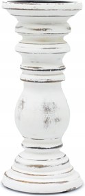 Kis klasszikus gyertyatartó Whitewash 23x10 cm, fa fehér gyertyatartó,