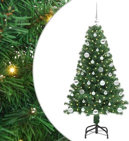 vidaXL Mű karácsonyfa 150 LED-del Zöld 150 cm PVC és Acél és Műanyag