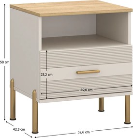 Éjjeliszekrény, kasmír/kő tölgy, RUNOL 1S