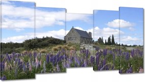 Vászonkép 150x80 Lila virágok domb