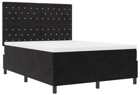 Boxspring Ágy Matraccal &amp; LED Fekete 140x200 cm Bársony