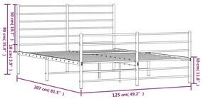 fehér fém ágykeret fej- és lábtámlával 120x200 cm