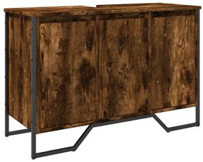 Füstös tölgy szerelt fa fürdőszobai mosdószekrény 91x35x60 cm