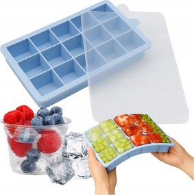 Szilikon Jégkockatartó 15 Db-os Forma Fedővel Kék XXL Montessa