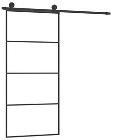 ESG üveg és alumínium tolóajtó fémszerelvény-szettel 90x205 cm