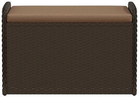 Barna polyrattan tárolópad párnával 80 x 51 x 52 cm