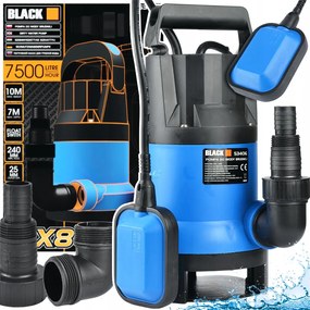 Búvárszivattyú tiszta piszkos vízhez esővíz úszóval Fekete