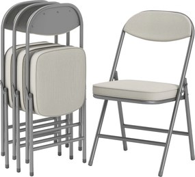 HOMCOM Összecsukható Szék 4 Darabos Készlet, Párnázott Hátú Kemping Szék Acél Vázal, Konyhai Szék 120 kg Teherbírással Vendégeknek, Irodának, Kempinge