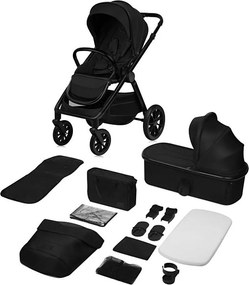 Lionelo - LAYLA kombinált, 2 az 1-ben babakocsi Fekete Onyx