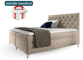 Wilsondo GULIETTE ágyneműtartós kárpitozott boxspring ágy matracokkal - bézs Méret: 140x200