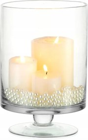 Nuptio üveg hurricane gyertyatartó lábon 22 cm dekoratív