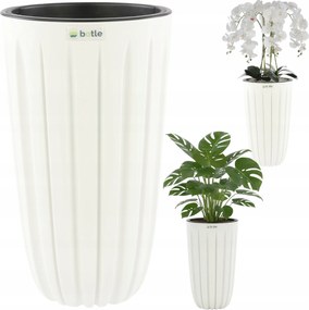 Virágtartó magas betét H 50cm fehér kerek barázdált matt stílusos