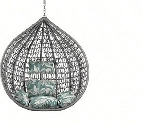 Szürke függőszék KOKON állvány nélkül, zöld-fehér párna