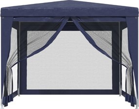Kék HDPE rendezvénysátor 4 hálós oldalfallal 3x3 m