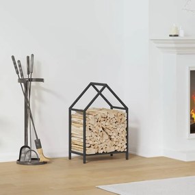fekete hidegen hengerelt acél tűzifatároló 40x25x60 cm