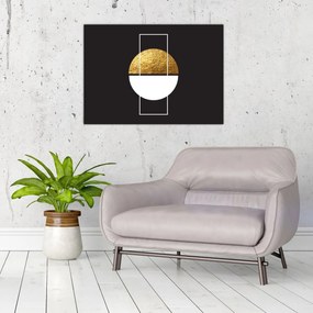 Üveg kép - Absztrakció arany és fekete N⁰1 (70x50 cm)