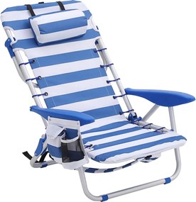 RHODOS strand szék, 68x63x75cm, fehér/kék SongmicsHome