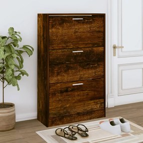 füstös tölgy színű szerelt fa cipősszekrény 63x24x103 cm