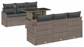 vidaXL Kerti Kanapé Szett párnával 7 pcs Szürke Poli rattan