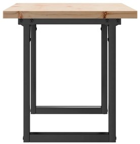 tömör fenyőfa és öntöttvas O-vázú dohányzóasztal 90x40x45,5 cm