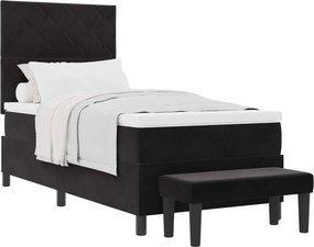 vidaXL Boxrugós ágy matracmal fejtámlával Fekete 90 x 200 cm Bársony