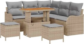 vidaXL Kerti Kanapé Szett párnával 8 pcs Beige és Világosszürke