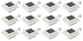 12 db fehér négyzet alakú kültéri napelemes led lámpa 12 cm