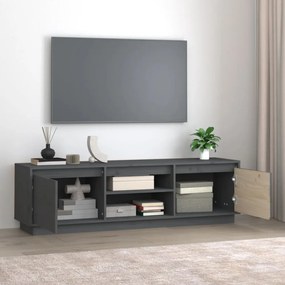 szürke tömör fenyőfa TV-szekrény 140 x 35 x 40 cm