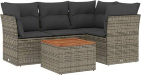 vidaXL 5 részes szürke polyrattan kerti ülőgarnitúra párnákkal