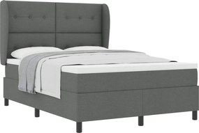 vidaXL Boxrugós ágy matracmal Sötétszürke 140 x 190 cm szövet