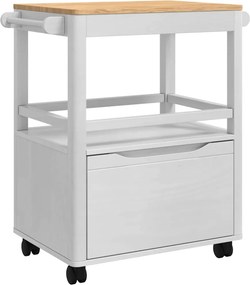 vidaXL Konyhai kocsi FLORO Fehér 72,5 x 45 x 80 cm Tömör fenyőfa