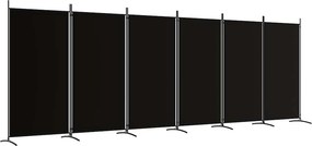 vidaXL 6 paneles fekete szövet térelválasztó 520x180 cm