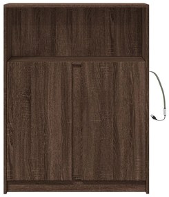barna tölgy szerelt fa tálalószekrény LED-del 77x34x100 cm