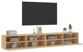 2 db sonoma tölgyszín szerelt fa fali TV-szekrény 100x30x30 cm