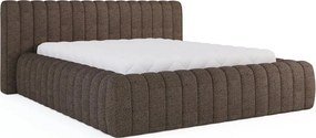Barna kárpitozott ágyneműtartós franciaágy ágyráccsal 160x200 cm Carilla – ELTAP