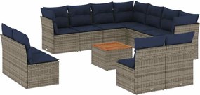 vidaXL 12 részes szürke polyrattan kerti ülőgarnitúra párnákkal