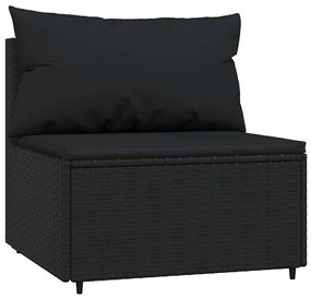 3 részes fekete polyrattan kerti ülőgarnitúra párnákkal