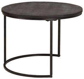 vidaXL Fészkelt Kávézó Asztalok 3 pcs Fekete Tömör mangófa és acél