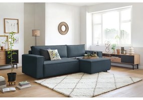 Sötétkék kinyitható sarokkanapé (variálható) Nihad – Bobochic Paris