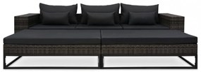 5 részes szürke polyrattan kerti bútorszett párnákkal