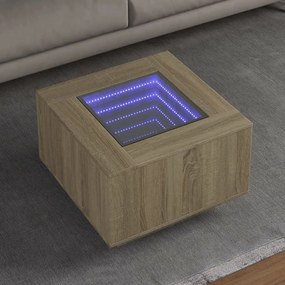 Sonoma tölgy szerelt fa dohányzóasztal LED-del 60 x 60 x 40 cm