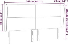 krémszínű műbőr fejtámla szárnyakkal 163x23x118/128 cm