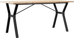 vidaXL tömör fenyőfa és acél étkezőasztal Y-vázzal 160x80x75,5 cm