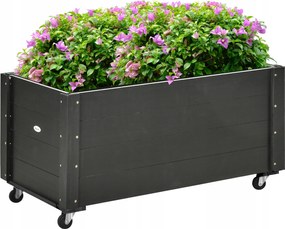 Virágtartó láda gurulós 89 cm x 48 x 47 cm fa fekete kiárusítás
