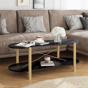 Fekete szerelt fa dohányzóasztal 110x48x40 cm